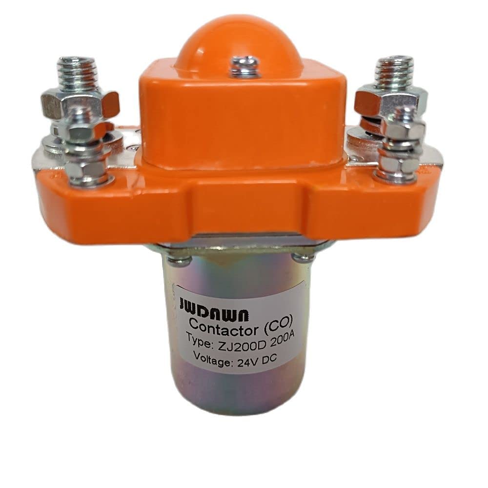JWDAWN ZJ200D 12V 24V 36V 48V 72V 80V 200A DC Contactor 12 24 36 48 72 80 Volt 200 Amp NO Solenoid Switch Relay for Electric Forklift Vehicle Material Handling Pallet Truck Golf Cart Stacker (24V)