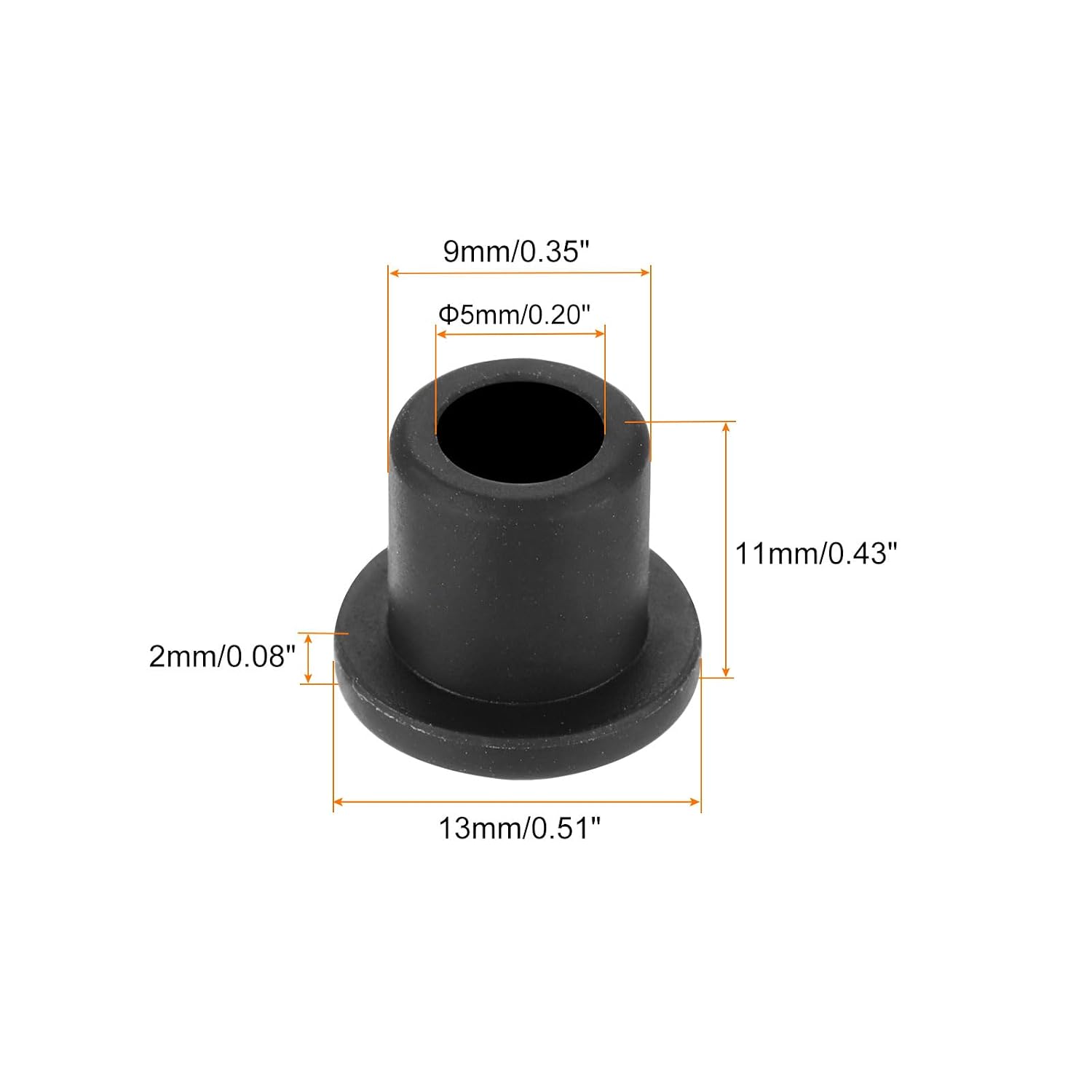 MECCANIXITY 20Pcs T Shape Rubber Grommet Mount Dia 9mm ID 5mm H 11mm Black Seal Protection Cable Grommets Flexible for Cable Pipe