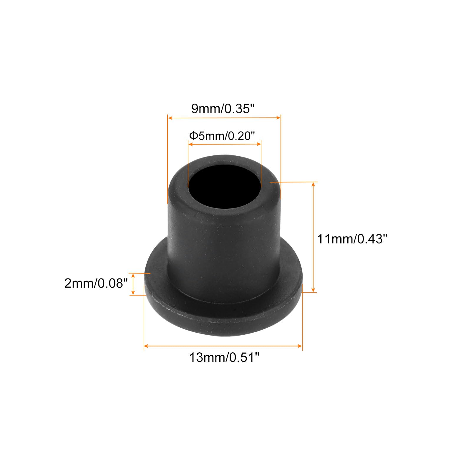 MECCANIXITY 50Pcs T Shape Rubber Grommet Mount Dia 9mm ID 5mm H 11mm Black Seal Protection Cable Grommets Flexible for Cable Pipe