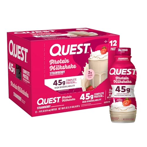 Quest Nutrition Strawberry Protein Shake, 14oz, 12 bottles, buy 2 to save more