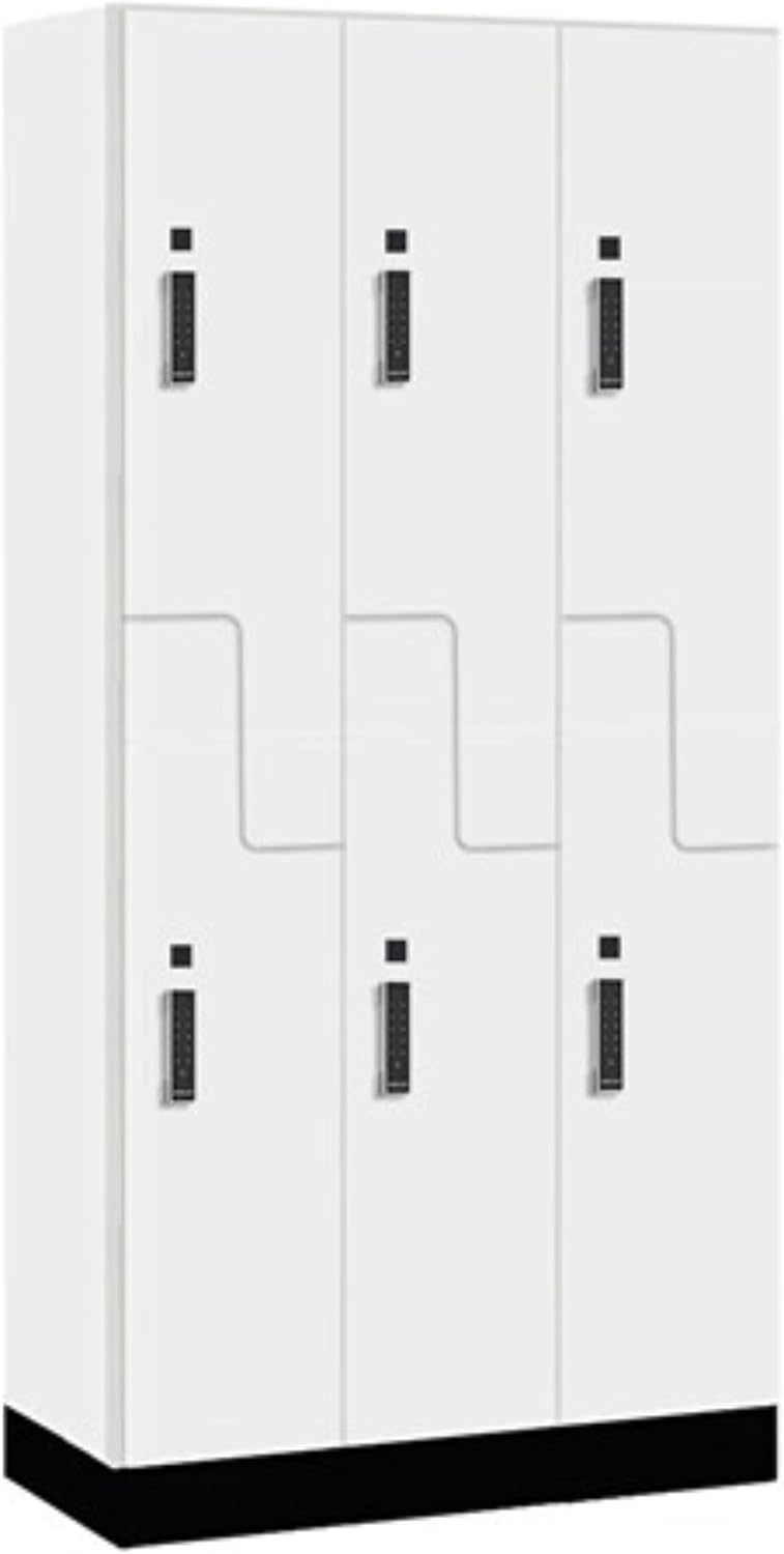 Salsbury Industries 12" Wide Premier Wood Locker-Double Tier 'S' Style-3 Wide-6 Feet High-15 Deep-Arctic White-Black Electronic Locks