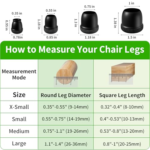 Image of 24PCS Silicone Chair Leg Floor Protectors for Hardwood Floors,Fit:0.75-1.1 inch | Round Felt Furniture Pads Rubber Chair Leg Caps, Bar Stool Leg Floor Protectors, Anti-Scratch & Reduce Noise, Black