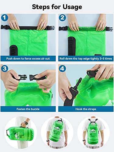 image for HEETA Dry Bag Waterproof for Women Men, Roll Top Lightweight Dry Stora