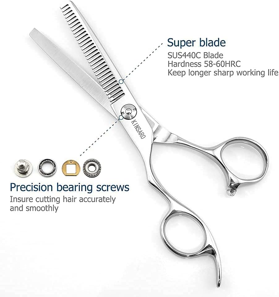 Hair Shears left hand 6 Inch Hair Scissors Thinning shears Left Hand Hair Cutting Scissors Lefty Left Handed 440C Kinsaro