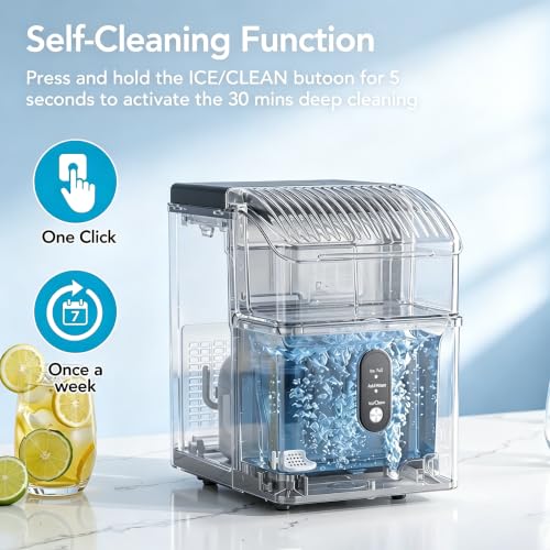 Image of COWSAR Nugget Ice Makers Countertop Soft Chewable Pellet Ice Machine with Auto-Cleaning Function, 34Lbs /24H, Portable Ice Makers for Kitchen, Office, Home