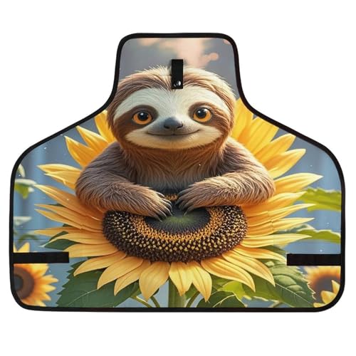 Delantal con diseño Cartoon Sloth sobre girasol miniatura 1