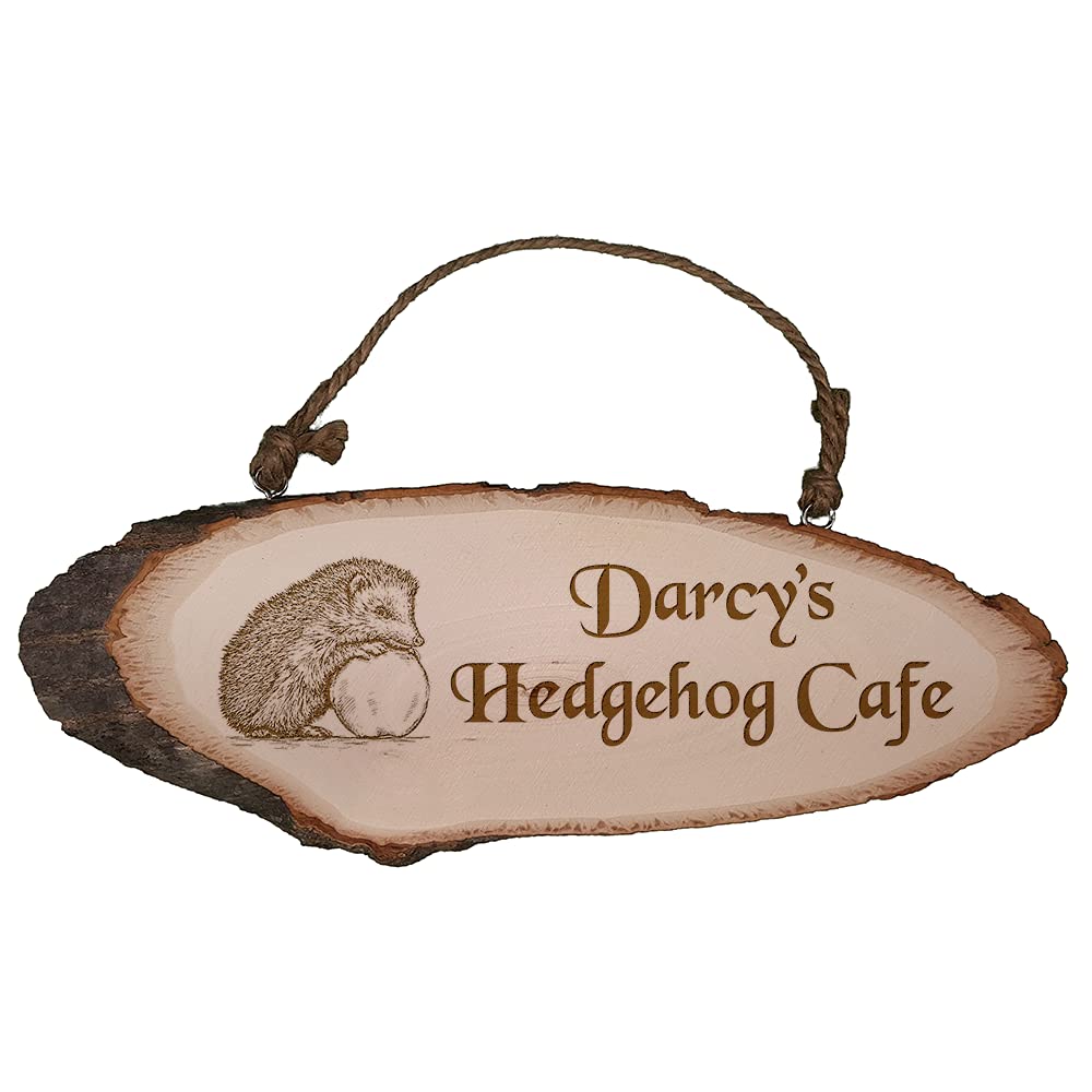 Design Your Own Hedgehog Feeding Cafe Personalised Rustic Wooden Plaque | Real Wood |