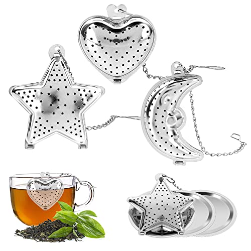 3Pcs Tea Strainer for Loose Tea, 304 Stainless Steel Loose Tea Infuser with Extended Chain Tea Filters for Loose Leaf Tea Great Gift for Tea Lovers with 3Pcs Tea Infuser Tray