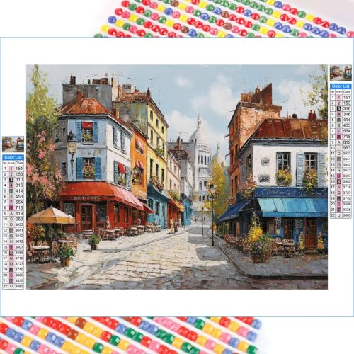 Kit diamond painting adulte street view coloré avec strass brillants 35x55 cm