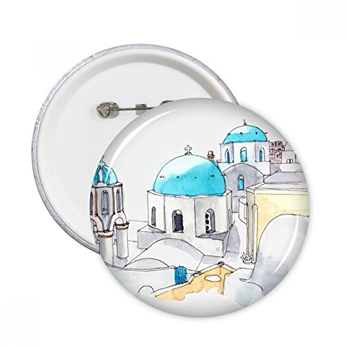 Badge Santorin Grèce lot de 5 pins ronds multicolores idée cadeau idéale pour fans de voyage L