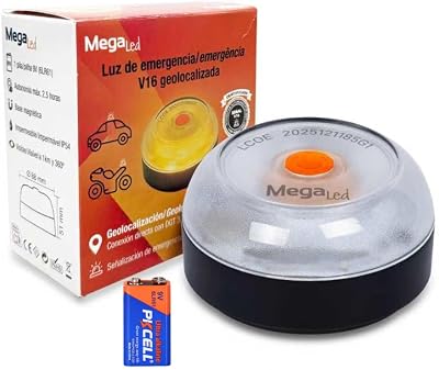 Luz de Emergencia V16 con Geolocalización homologada y conectada con la DGT 3.0, Obligatoria Desde Enero 2026, Señal V-16 para Coches, SIM incorporada con plan de datos incluidos