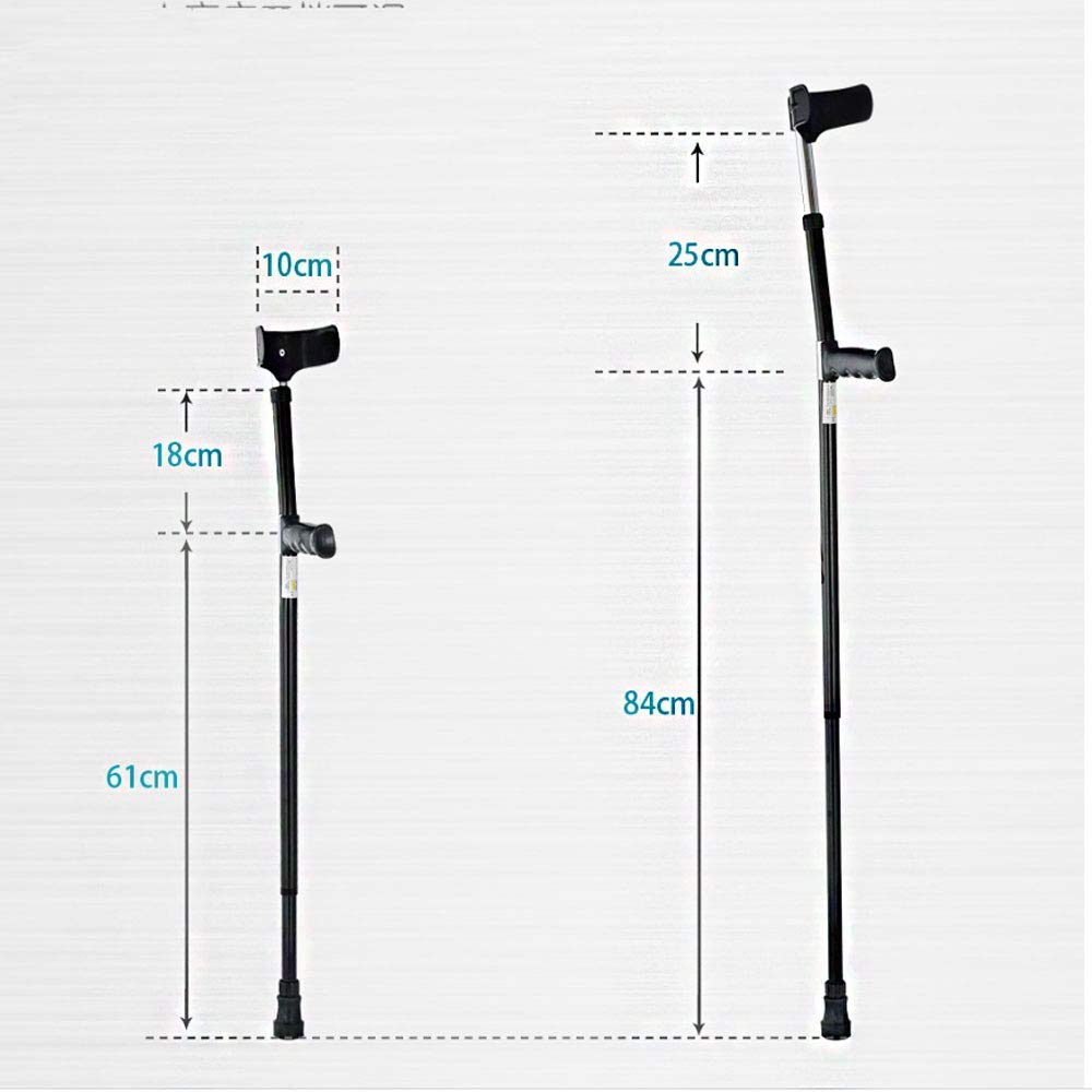 Stampelle pieghevoli a doppia regolazione, avambraccio gomito ascellare con polsino aperto bastone da passeggio, supporto per stampelle in alluminio leggero, ausilio per la deambulazione, altezza