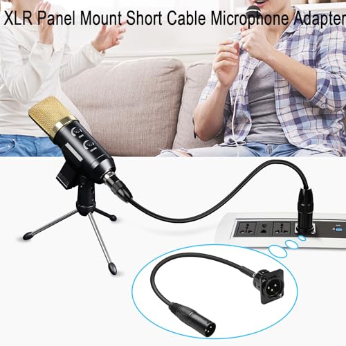 QIANRENON XLR Male to Male Audio Cable - 35cm/13.8in, Gold Plated, Panel Mount, for Stage Lighting & Sound Mixer - Image 4