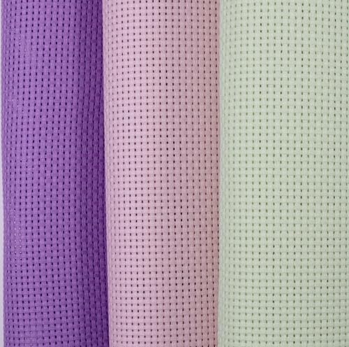 Image of KCS 3 pc of 15 inch x 18 inch(38cmx45cm) Counted Cross Stitch Cotton Aida Cloth Needlework Rolled Fabric Box,11CT,Lavender+Pink+Light Green
