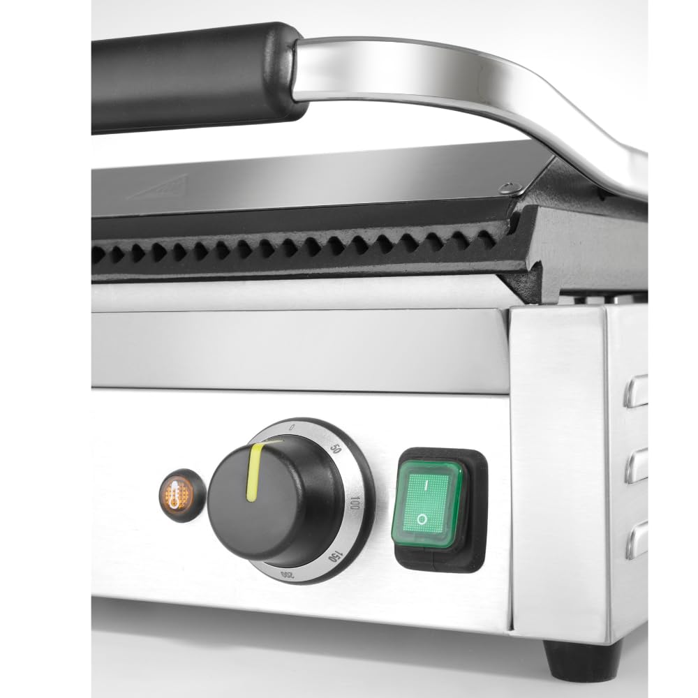 MBH Professional XL Electric Panini Grill for Hospitality Industry XL Industrial Electric Sandwich Plate for Bar and Restaurant