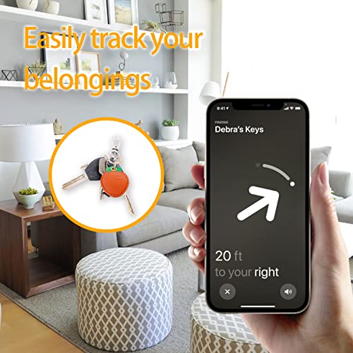 Image of Leather Keychain Case Holder Compatible with Apple AirTag, GPS Airtag Keychain Finder Tracker with Key Ring, Anti-Scratch Protective Air Tag Cover | Leather