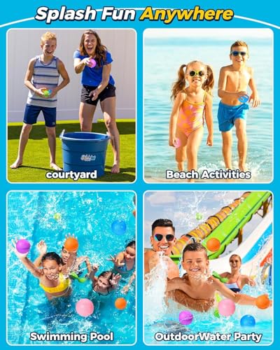 Image of Tlitlimom 15PCS Reusable Water Balloons Quick Fill for Kids, Refillable Magnetic Water Balloons for Pool & Beach, Water Ball Toys for Summer Outdoor Games, Outside Activities