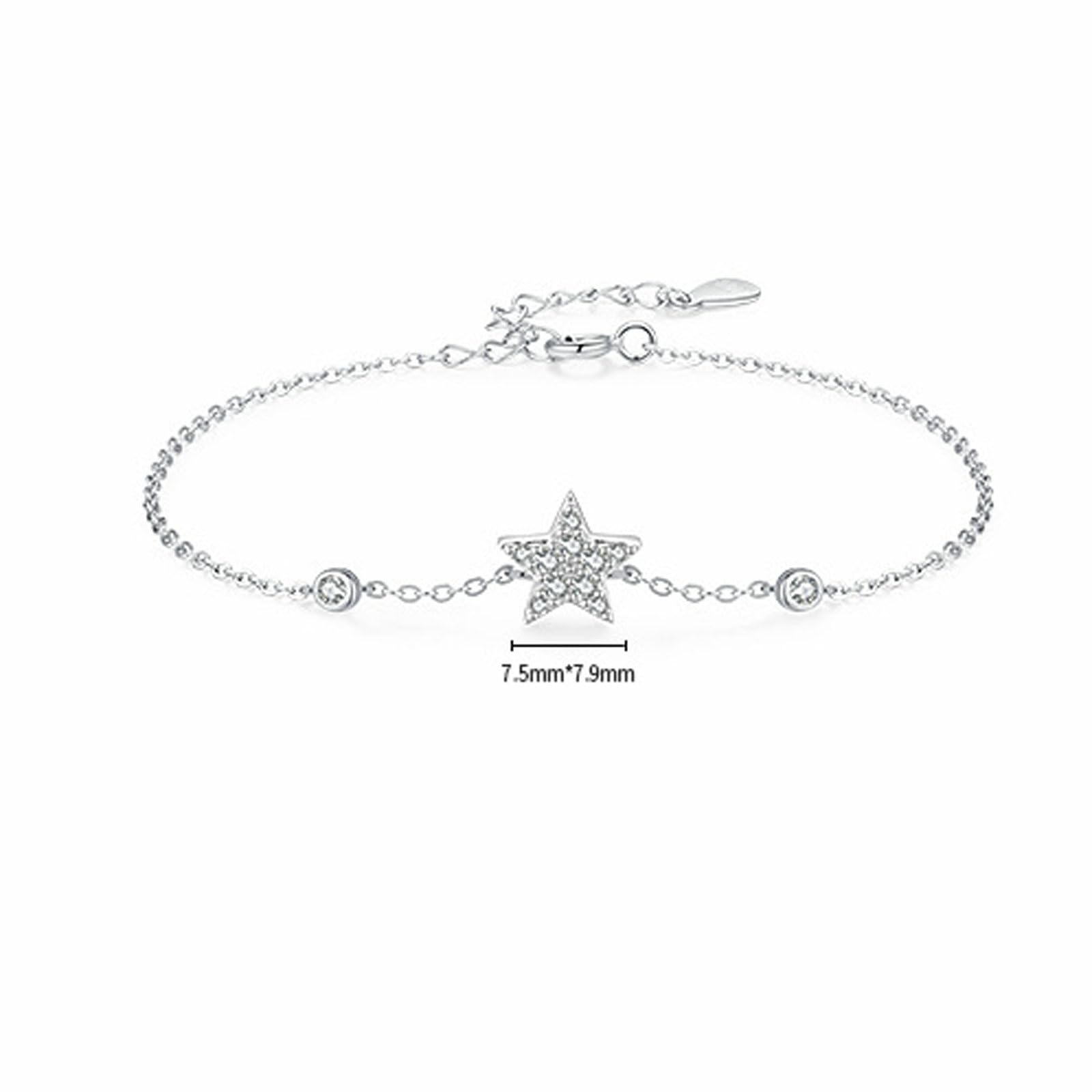 Pulsera de estrella para mujer, pulseras de estrella de diamantes para mujer, oro blanco de 9 quilates, 14 quilates y 18 quilates