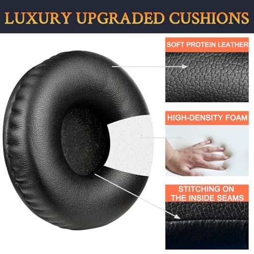 Image of SOULWIT Replacement Earpads for Sony WHXB700 /WH XB700 Wireless Extra Bass Bluetooth Headphones, Ear Pads Cushions with High-Density Noise Isolation Foam, Softer Protein Leather (Black)