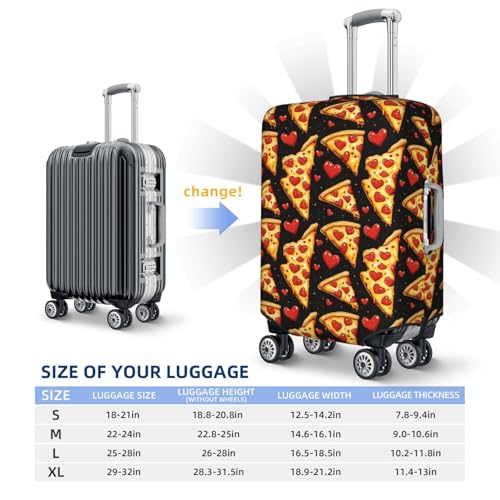 Luggage Cover Protector - Red Heart Pizza Print Suitcase Covers for Luggage Fit 18-21 Inch Suitcase2