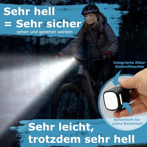 WIDDER Fahrradlicht Vorne & Hinten als Set [Sehr Hell 90 Lum LED] - Fahrrad Licht USB C Aufladbar - Fahrradlichterset Front & Rücklicht StVZO Zugelassen - Fahrradbeleuchtung Rennrad MTB Kinderfahrrad