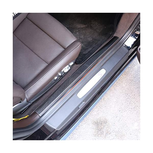 Real Carbon Fiber Car Door Sill Scuff Threshold Protector Plate Cover Interior Trim Accessories 2pcs for Porsche 718 911 MACAN 2016 2017 2018 2019 (Bright) - Image 4
