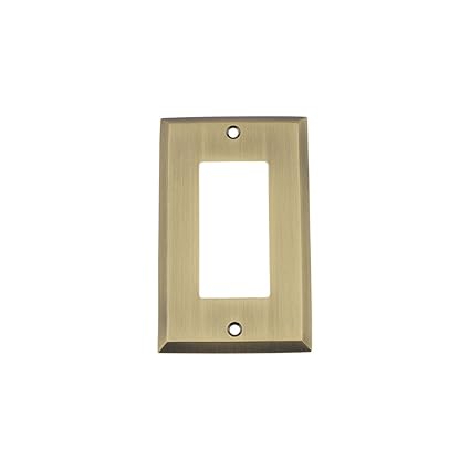 719701 New York Switch Plate with Single Rocker, Antique Brass
