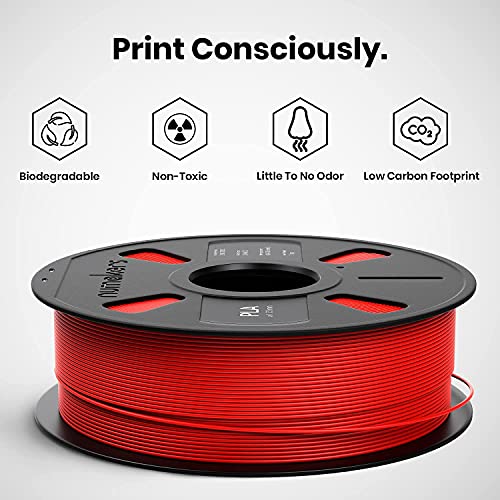 Image of NUMAKERS PLA+ 3D Printer Filament, 1.75mm Red, Dimensional Accuracy + /- 0.03 mm, 1 kg Spool (2.2 lbs), Compatible with Most FDM Printers (Red)