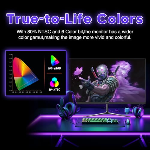 Image of Viewedge 23.8-inch Gaming Monitor FHD 1920x1080 144Hz, VA Panel with 4000:1 Contrast, HDR10, 1ms Response Time, HDMI & VGA Ports, Wall Mountable