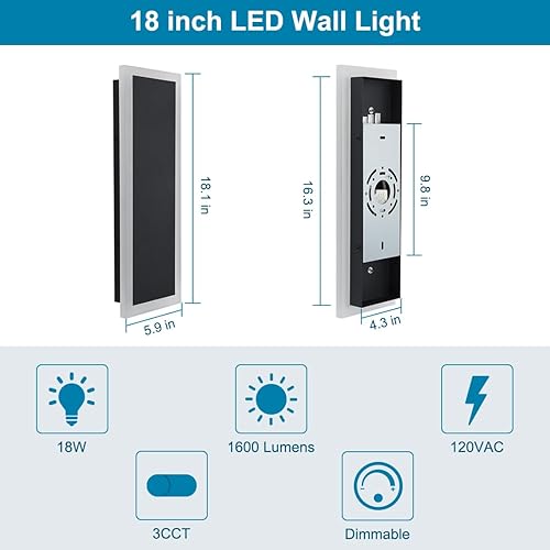 Vista 31 de Lámpara de pared moderna para exteriores de 36 pulgadas, lámpara de pared LED larga IP65, impermeable, regulable, 30 W, 2700 lm, aplique de pared