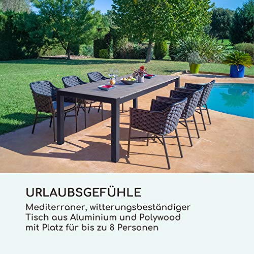 blumfeldt Menorca Expand - Gartentisch, Ausziehtisch, ausziehbar, Pulverbeschichtung, justierbare Füße, Tischfläche max.: 213 x 95 cm, dunkel/anthrazit – Bild 3
