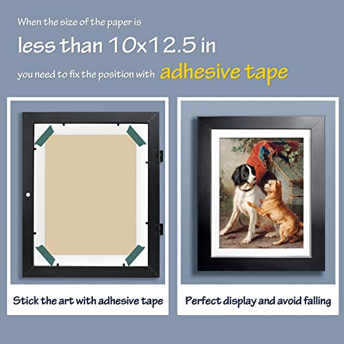 Lavie Home 10X12.5 Kids Artwork Picture Frame Black Frame 2 Packs- Displays 8.5X11 With Mat And 10X12.5 Without Mat - Composite Wood With Tempered Glass - Wall Mount, Horizontal And Vertical Display #TOP2