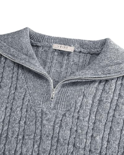 Vivilli Women's Oversized Sweater Quarter Zip Chunky Cable Knit Sweaters Fall Winter Fashion Pullover Sweater Tops4
