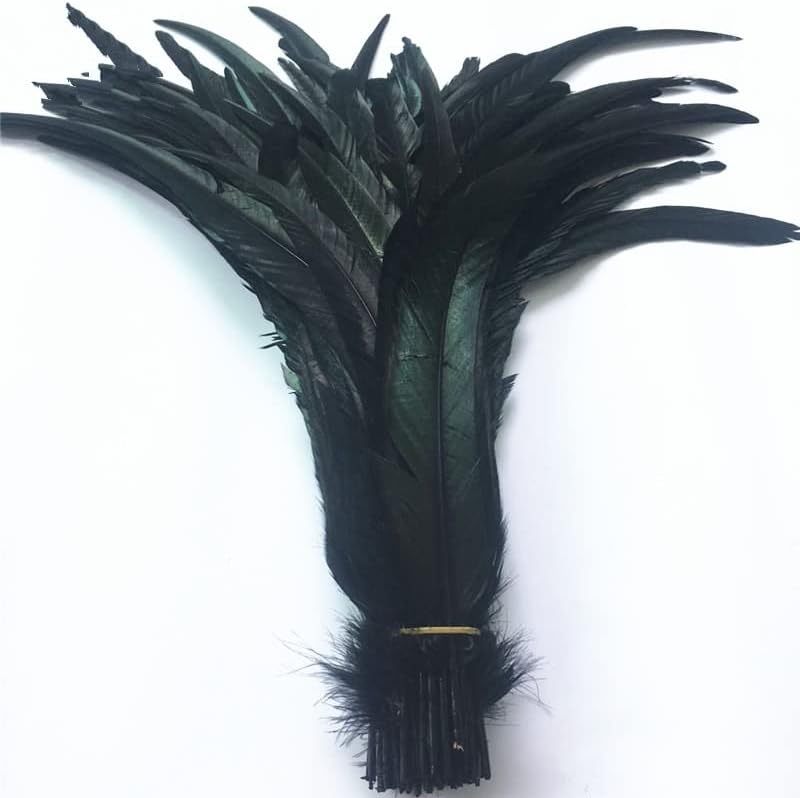 Zamihalaa - 16-18 Inch 40-45CM Lake Blue Rooster Coque Tail Feather Feathers for Crafts Wedding Decoration Pheasant Plumes - 100 Pcs