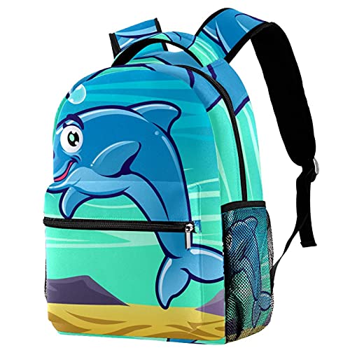 Sac à dos de voyage dauphin bleu fille garçon avec porte-gourde