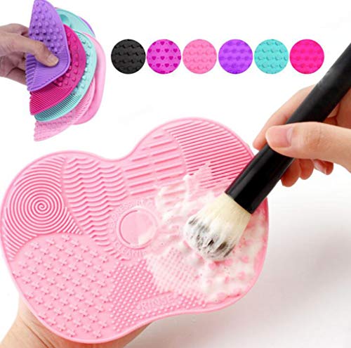Brilaris Makeup Brush Cleaner Mat,Make Up Cleaning Mat Silicone Brush Cleaner Pad Portable Drying Washing Tool Scrubber With Suction Cup Small Size Black #TOP1