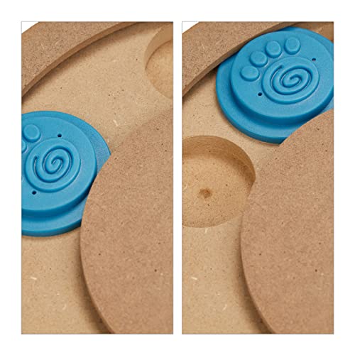 Relaxdays Intelligenzspielzeug für Hunde, Leckerli verstecken, interaktives Hundespielzeug Intelligenz, MDF, natur/blau, 1 Stück