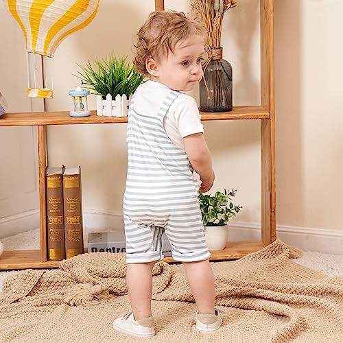 Nilikastta Newborn Baby Boy Clothes Outfit Set,0-18 Months Summer Short Sleeve Romper Bodysuit Overall Infant Boys Clothing (Blue,3-6 Months) #TOP2