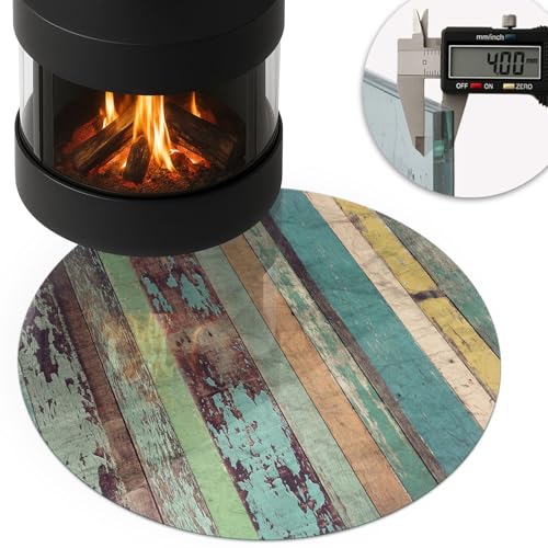 Placa para chimenea resistente a chispas y arañazos de cristal circular 6