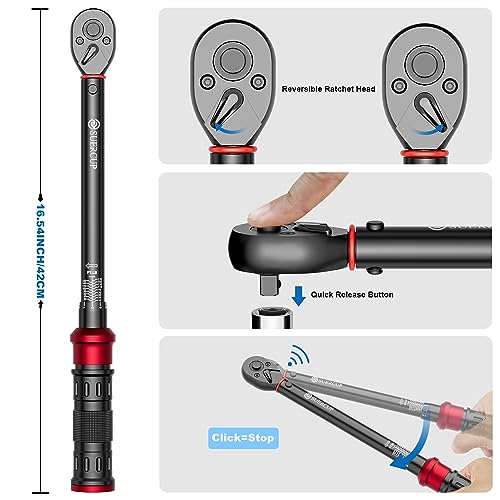 Image of SUERCUP Next-Gen 100-Tooth, 1 /2 inch Drive Click Torque Wrench, 10-170 Ft.Lb