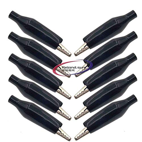 10Pcs Black 28mm 35mm 45mm Alligator Clips Crocodile Electrical Test Clamps Jumper Helper with Protective Insulation Cover (28mm)