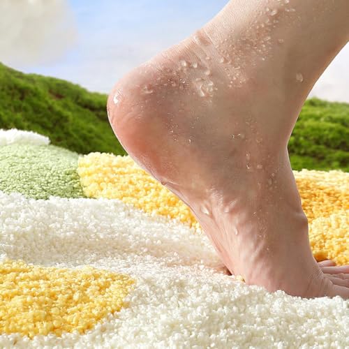 Image of Home Decor Multicolor Anti Skid Bath Mat for Bathroom, Anti Slip Bath mat, Non Slip Bath mat Door mat for Bathroom, Living Room Kitchen Bedroom (Multicolor Flower Design)