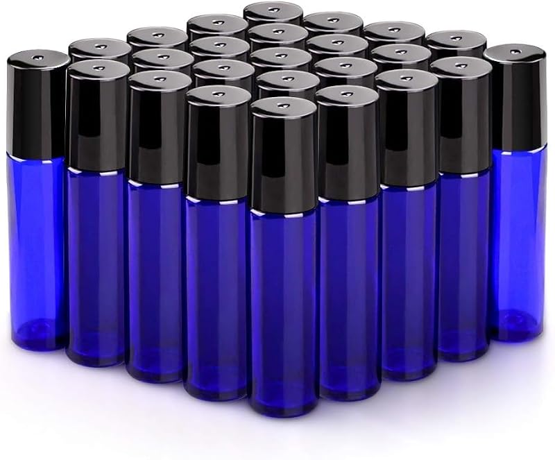 Frascos roll-on de vidro sungwoo para óleos essenciais, 10 mL, Pacote com 25