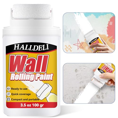 Halldeli Kit Retouche Peinture Blanc Mur – Mini Rouleau pour Peinture Blanche Mur et Plafond, Réparation Rapide de Peinture Murale Intérieur, Couverture...