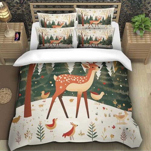 Housse de couette cerf 3D microfibre lit King drap de couette 220x240 - 5