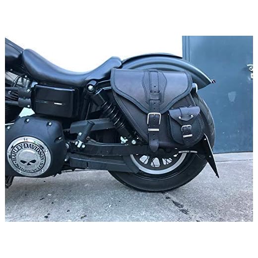 ORLETANOS Dynamite svart sadelväska kompatibel med Harley Davidson Dyna Glide Street Bob modell 1996–2017 läderväska sportster sidoväska bagage sidoväska saddle Bag HD vänster sida vänster