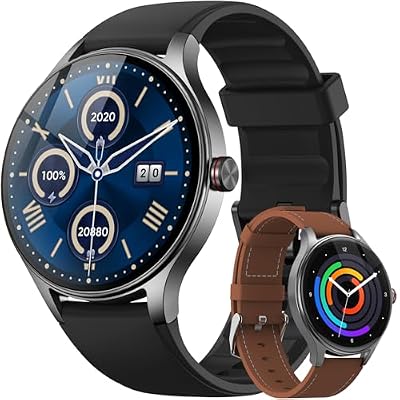 Fitpolo Smart Watch for Men Android iPhone, 1.27'' HD Fitness Watch with Bluetooth Call & Answer, IP68 Waterproof, Heart Rate/SpO2/Sleep Monitor, Built-in AI Voice, 105+ Sports Modes (Jet Black)