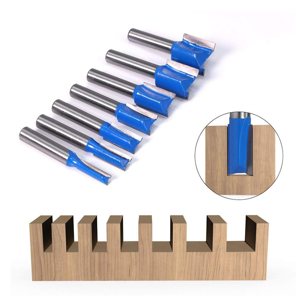 Set di 7 frese per frese da 6 a 20 mm, taglio dritto, carburo di tungsteno, per la lavorazione del legno