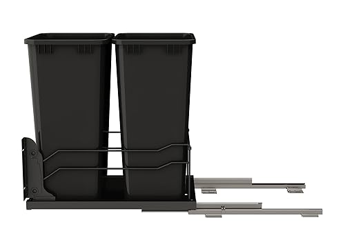 Miniatura 5 de Rev-A-Shelf Bote de basura doble extraíble para debajo de gabinetes de cocina, 50 cuartos, 12.5 galones con rieles de cierre suave para gabinetes