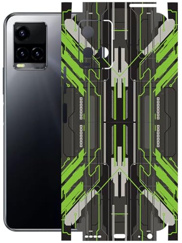Image of AtOdds - Full Body Back Screen Guard Protector Film - Lamination Wrap Skin Sticker Compatible with VIVO Y33T | Scratchproof Matte Finish (Cyber Green)